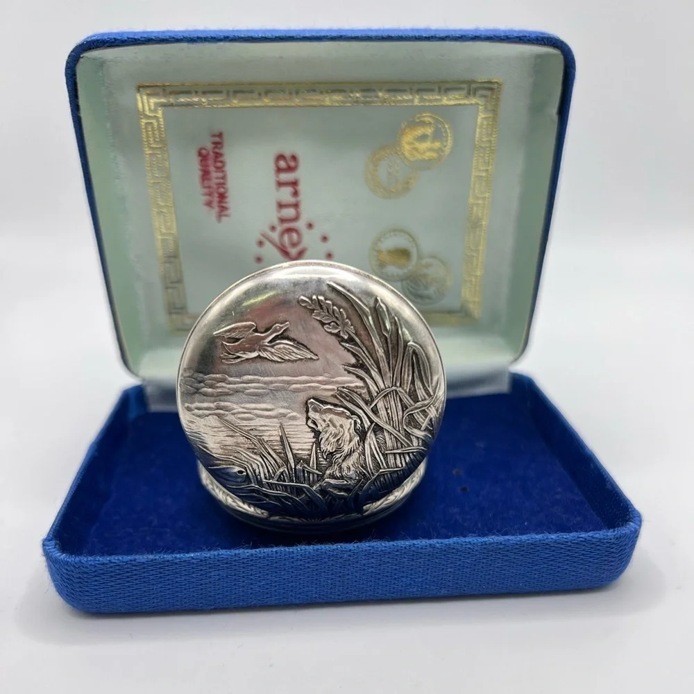 Vintage Arnex 17J Swiss Pocket Watch Dog Bird Scene